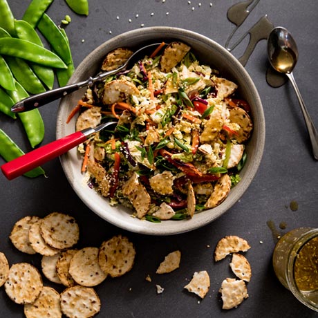 Sesame Ginger Chopped Salad with Rice Crackers